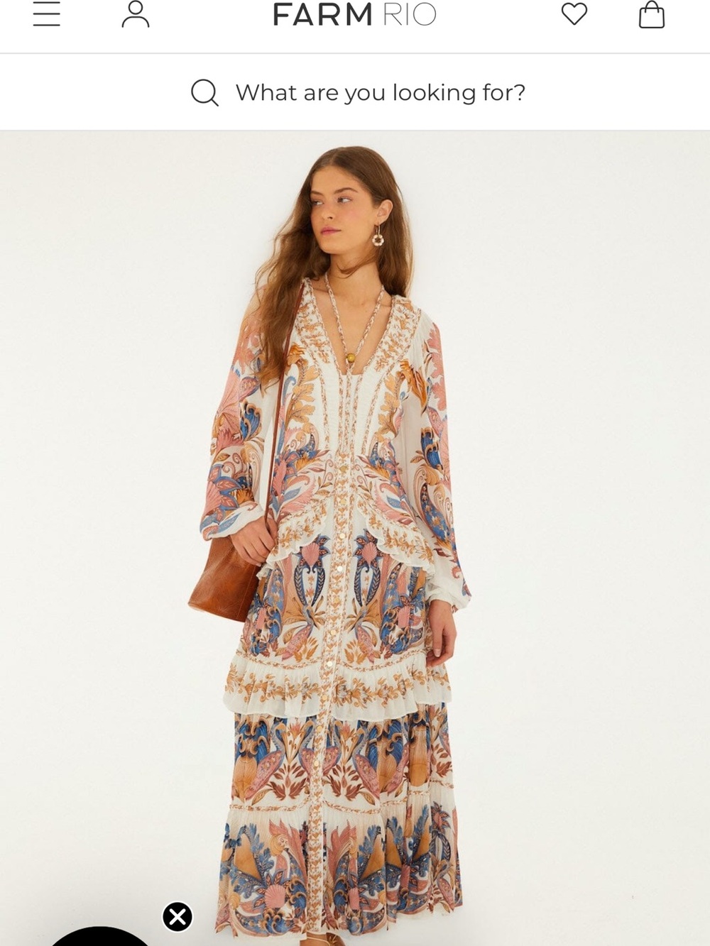 NWT FARM Rio Off-White Sea Garden Ruffled Maxi Dress